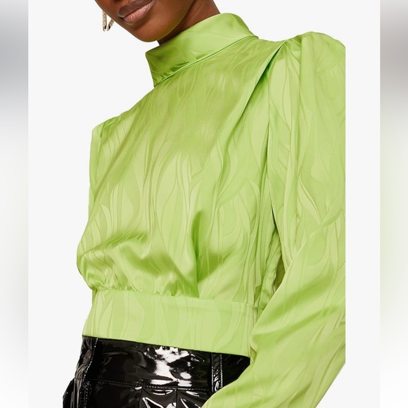 Ronny Kobo Kaira Satin‎ Open Back Top Green 4 - Picture 2 of 10